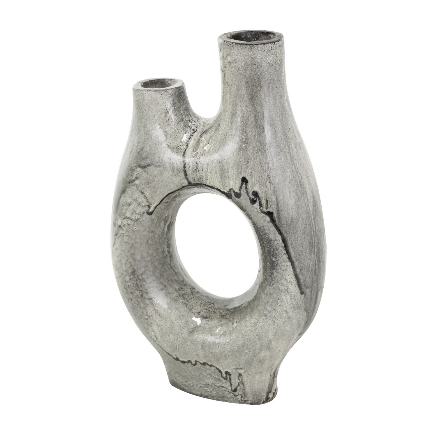 Kimona Earthenware Table Vase, 13.5" H 7.85" W x 3.55" D