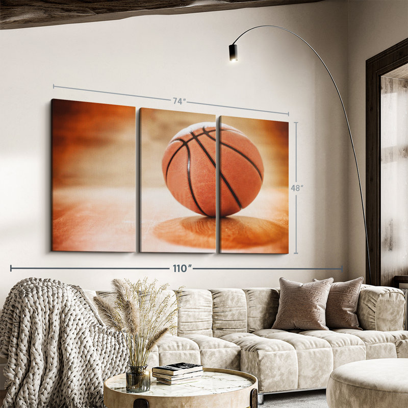 «Orange Basketball», 3 pièces, H 48 po x l 74 po x P 1,25 po