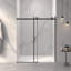 Porte de douche coulissante sans cadre l 56 à 60 po x H 72 po, verre trempé clair Sgcc de 5/16 po (8 mm), couche facile à nettoyer double face, fini noir mat avec tampon