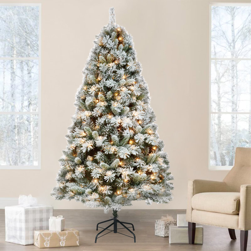 Arbre de Noël artificiel épinette blanc 7,5 pi avec 800 lumières blanc chaud
