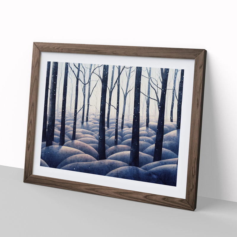 XH1022-10222X Winter Forest Watercolour Vol.1 - Single Picture Frame Print, 46cm H x 64cm W x 2cm D, Walnut Framed