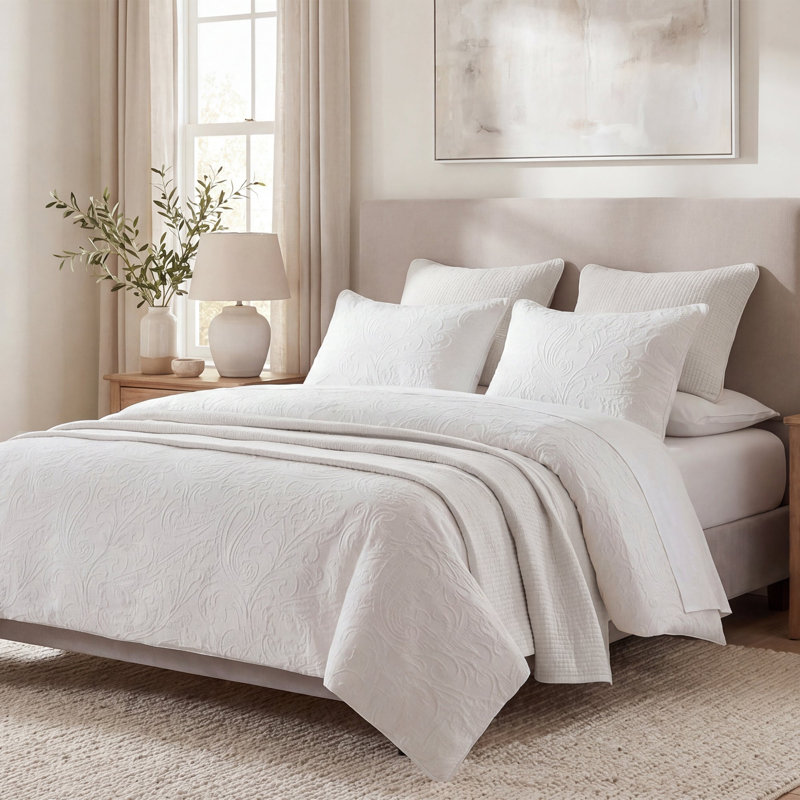 Ensemble d'édredon en coton Camelia, Grand et 2 taies décoratives standard