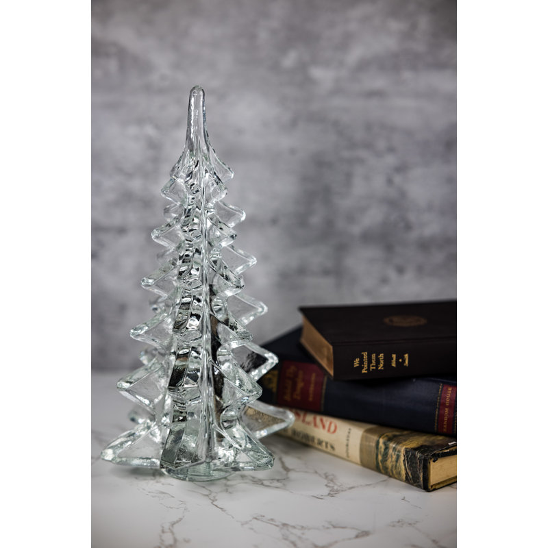 Mouth Blown Art Glass 12" Christmas Tree, 10" H
