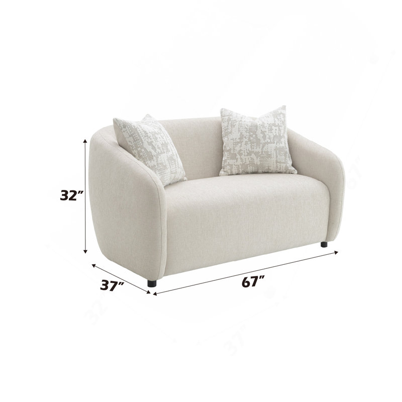 Causeuse en lin beige avec 3 coussins