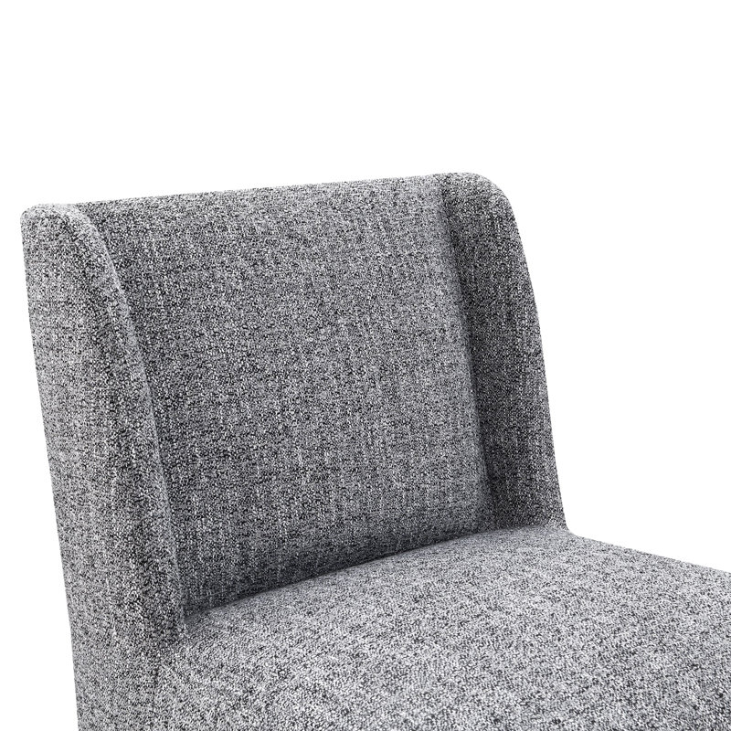 Fauteuil d'appoint rembourré à oreilles Petasos avec roulettes, Dark Grey