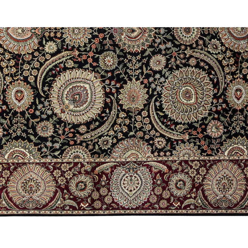 Tapis brun et rouge noué à la main de haute qualité