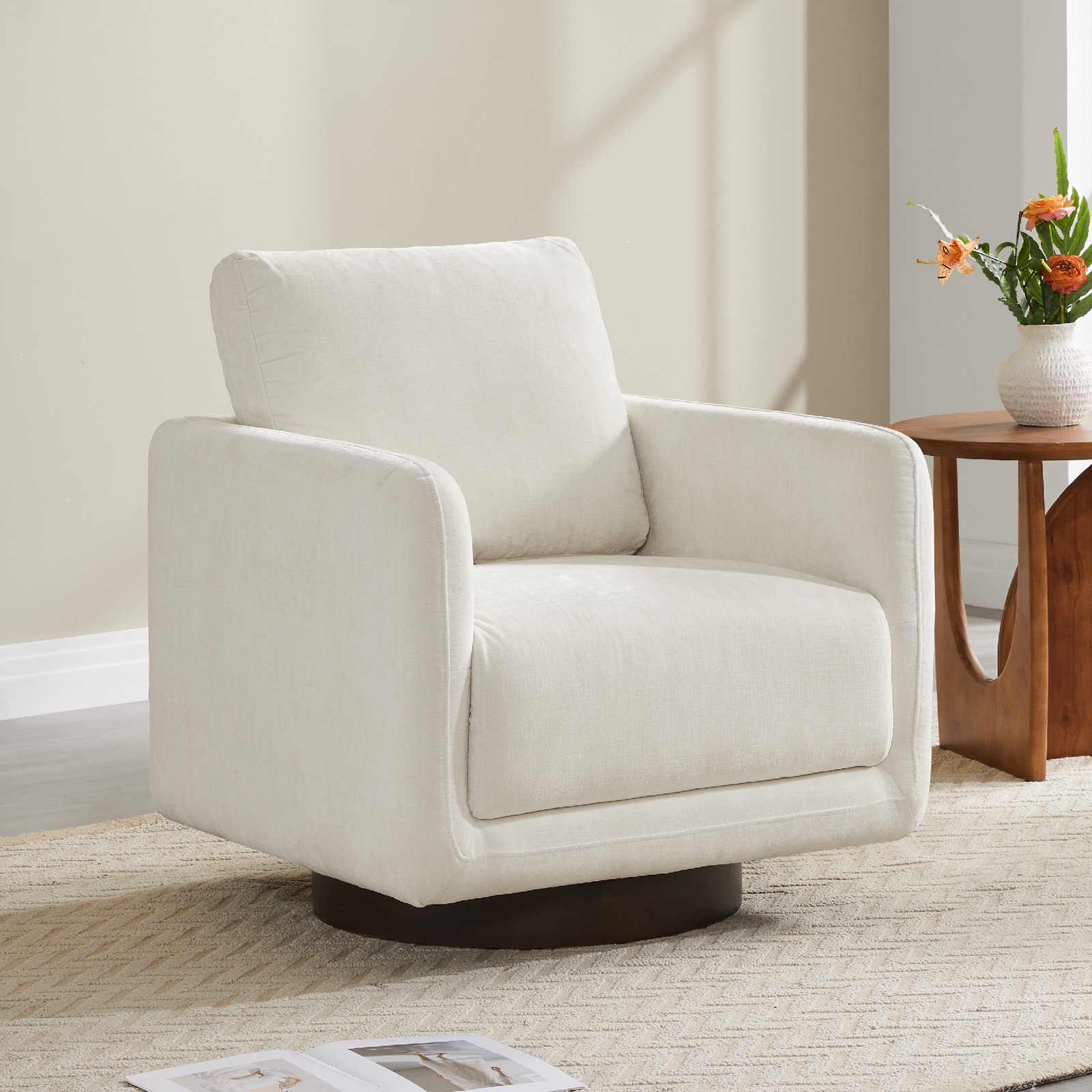 Swivel Armchair, Oatmeal Performance Weave