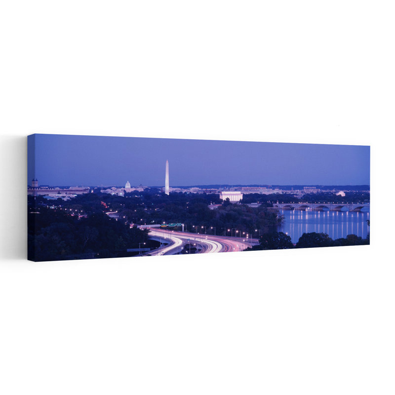 «Evening Washington Dc», art mural contemporain contemporain, H 20 po x l 60 po