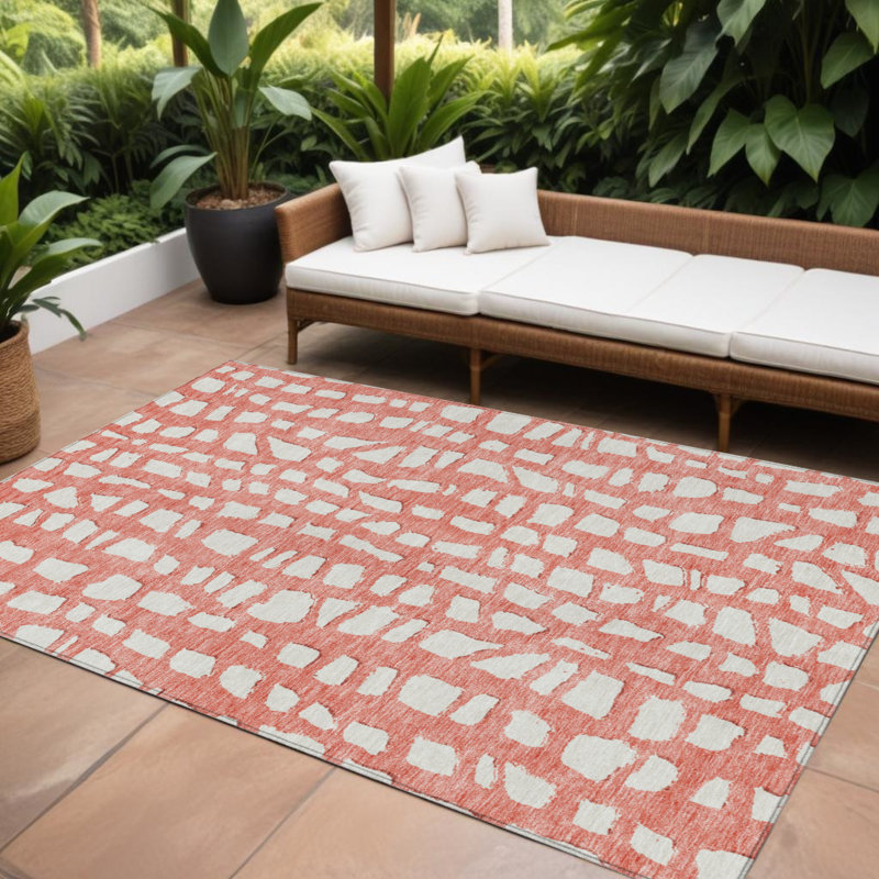 Tapis intérieur lavable abstrait 10 pi x 14 pi ivoire