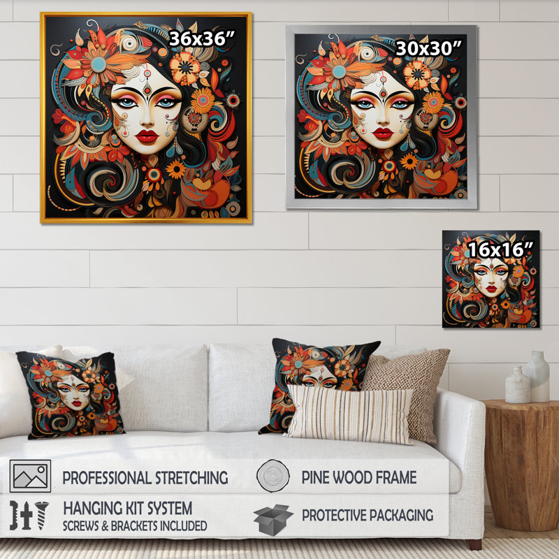 L'hindouisme Holi Revicat Festival Tradition sur toile, Cadre simple noir, H 24 po x l 24 po x P 1 po