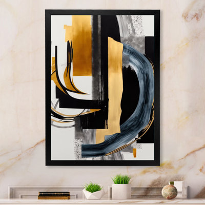Glam Gold And Black Expression II - Abstract Spirals Wall Art