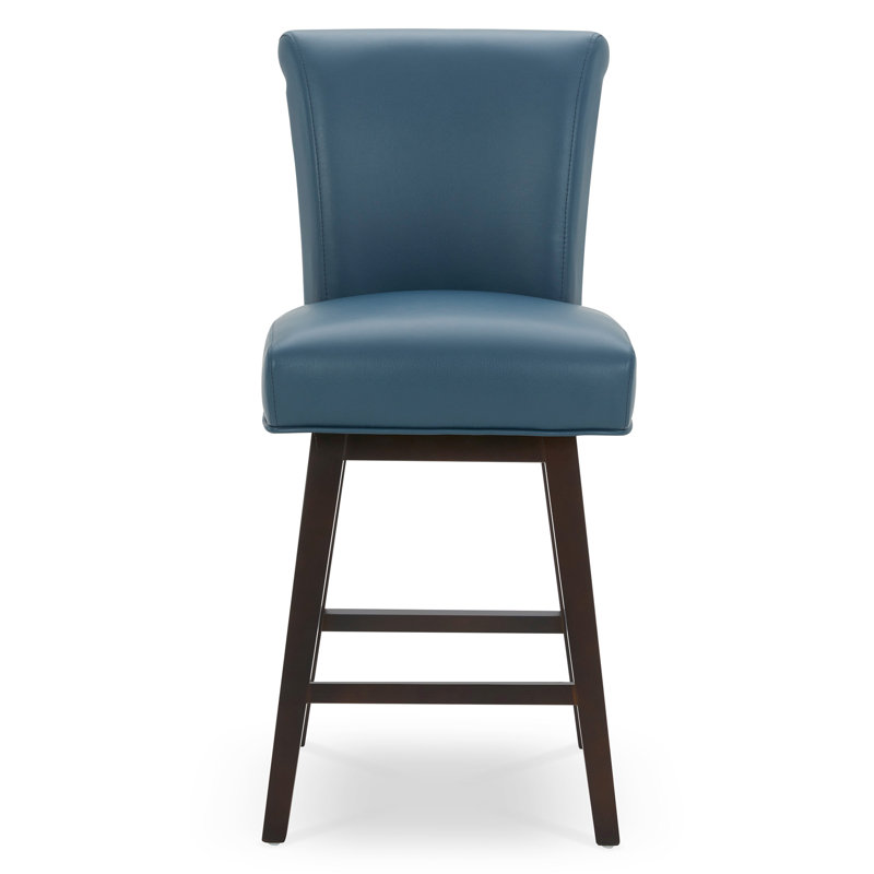 Alanys Swivel Upholstered Counter Stool, Blue