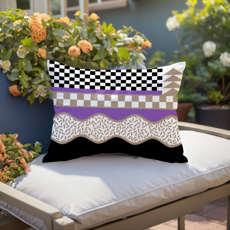 Coussin lombaire intérieur / extérieur Trix Abstract, Rectangle H 18 po x l 25 po, Mauve