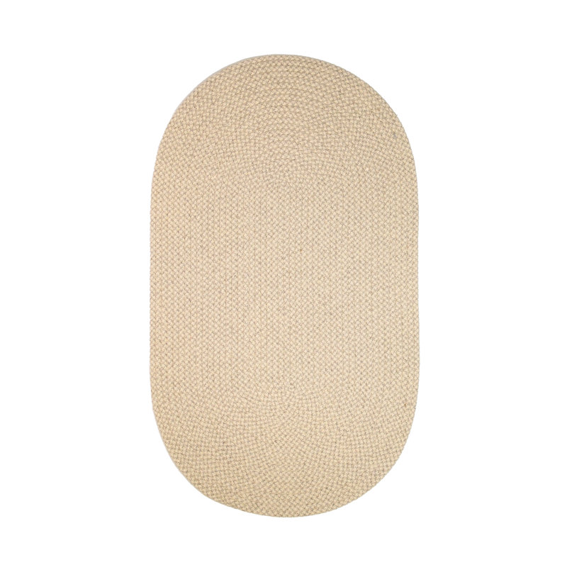 Tapis gris clair tressé pied-de-poule Cablelock, Ovale 1 pi 8 po x 2 pi 6 po