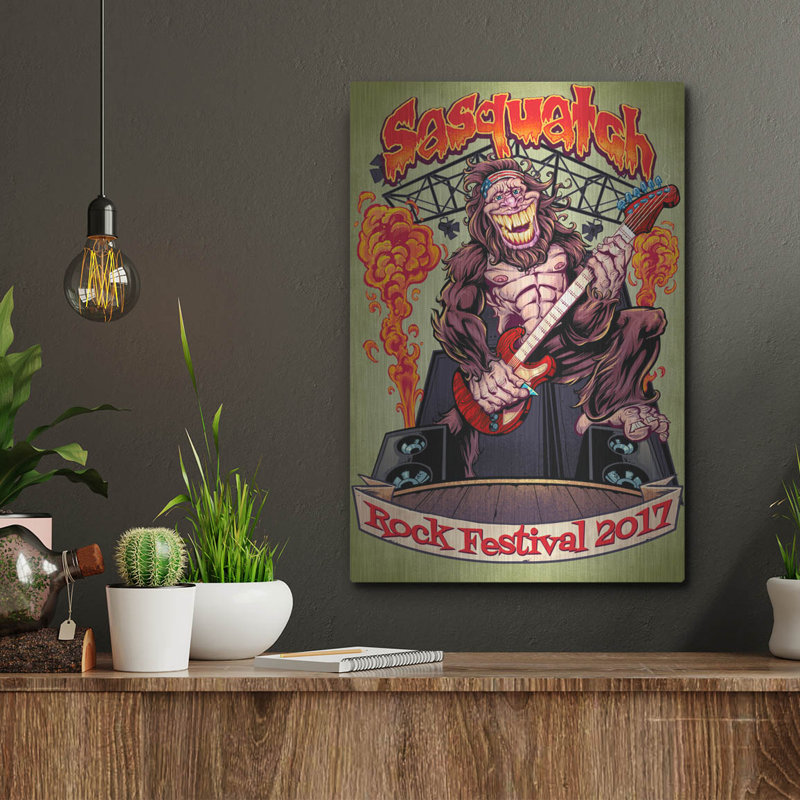 «Sasquatch Guitar Player» par Flyland Designs, art mural en métal, H 16 po x l 12 po