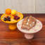 Présentoir à gâteaux en bois de manguier avec plateau floral rose 10,5 po