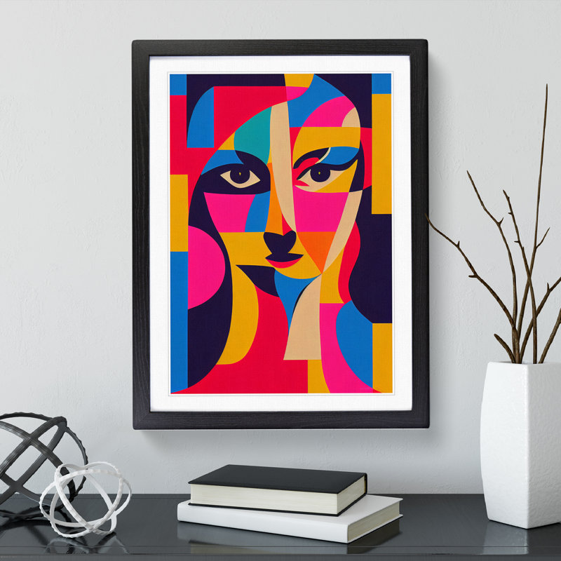 Woman Abstract Cubism No.2 - Wall Art, Black Framed, 64cm H x 46cm W
