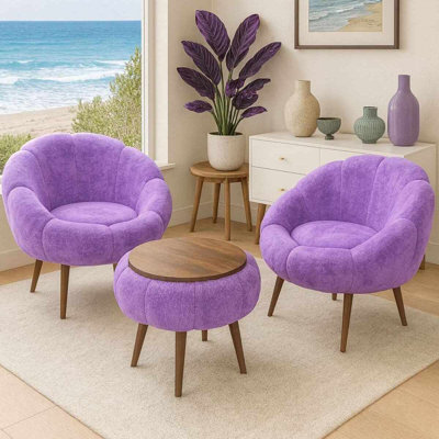 Ensemble de fauteuil à oreilles et table basse (3 pièces)