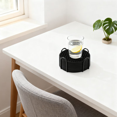 Ensemble de 8 sous-verres en silicone avec support, sous-verres résistants à la chaleur et antidérapants pour la protection du plateau de table