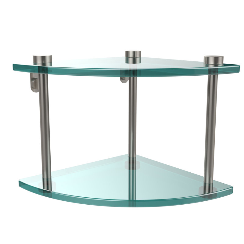 Gober 2 Piece Triangle Corner Shelf, Satin Nickel