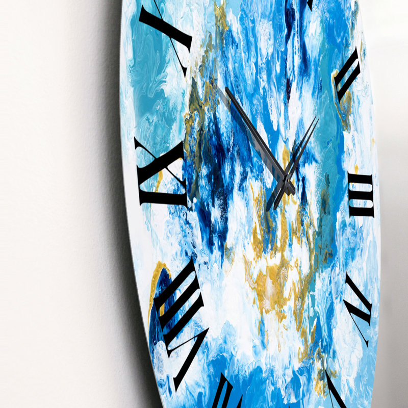 Horloge murale moderne bleue et blanche, Grand