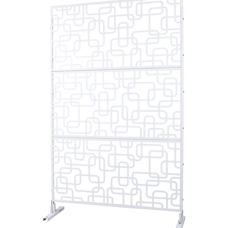 Metal Privacy Screen 76"x48", White - For Lawn, Garden, Outdoor Enhancement Freestanding Fence Deck, Patio, Garden