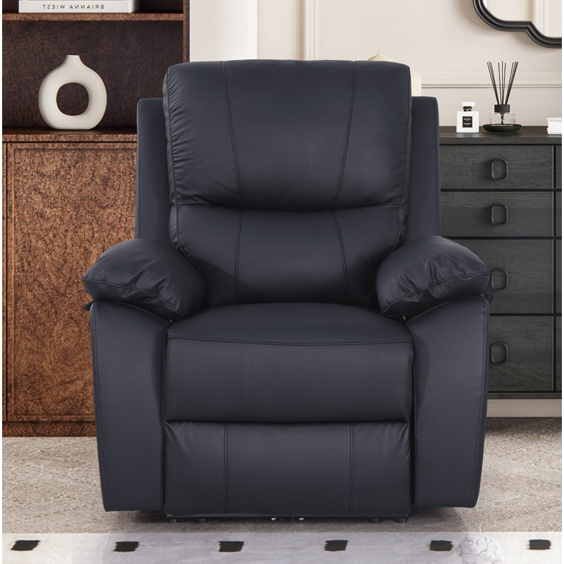 Ileana Leather Power Reclining Home Theater Seat, Black Genuine Leather