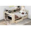  Lit plateforme double en bois avec tête de lit tapissier, tablettes de rangement et station de charge, crème-1524690572-1524690574