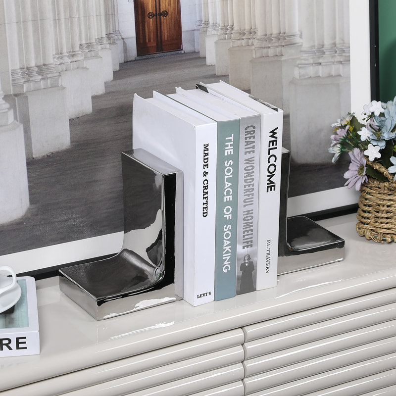 Modern & Contemporary Ceramic Bookends, Silver
