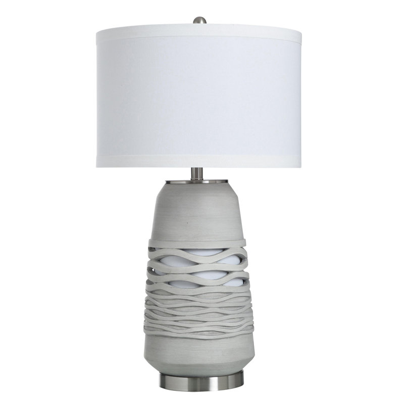 Lampe de table Liora - abat-jour blanc, Gris Pierre