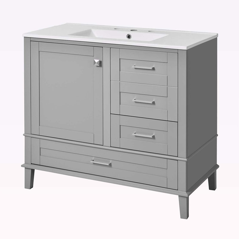 Meuble-lavabo 36 po avec lavabo, Gris