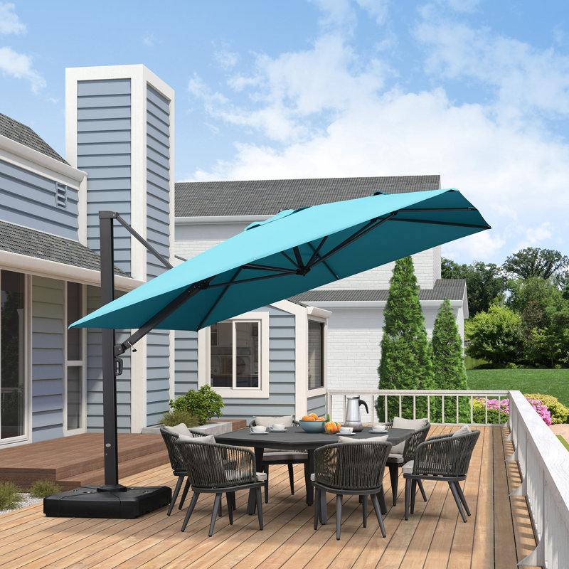 Parasol carré en porte-à-faux 11 pi x 11 pi Gaytri Arlmont & Co., bleu turquoise, Bleu