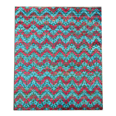 9X12 Modern Hand-Knotted Silk Area Rug