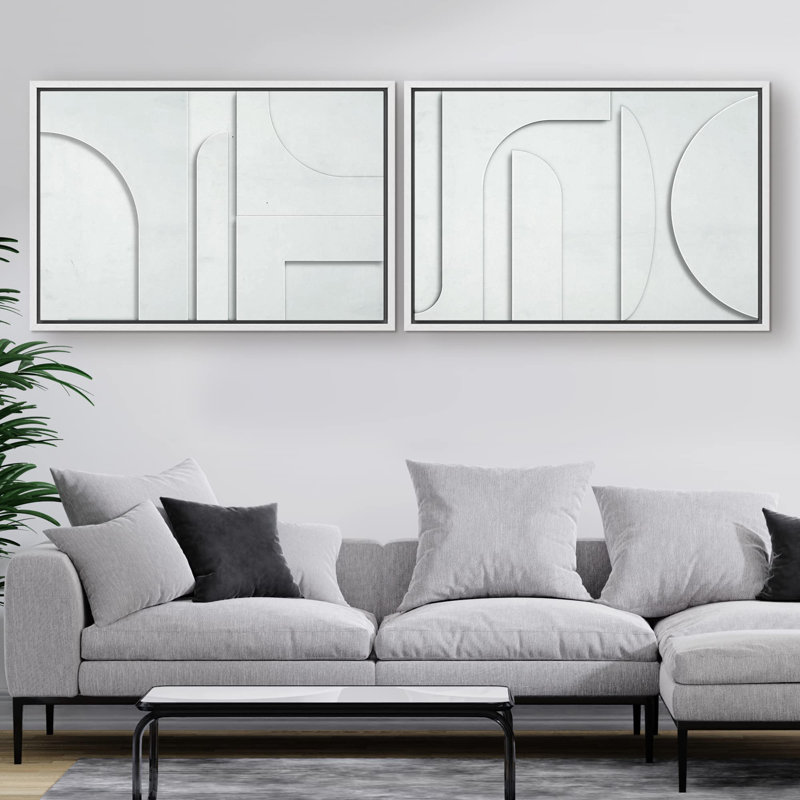 «Geometric Dark Ring», 2 pièces, Blanc, H 24 po x l 16 po