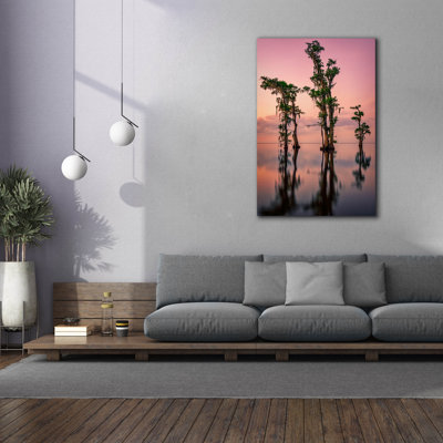 «Pink Twilight On Lake Maurepas» par Rick Berk, art mural sur toile