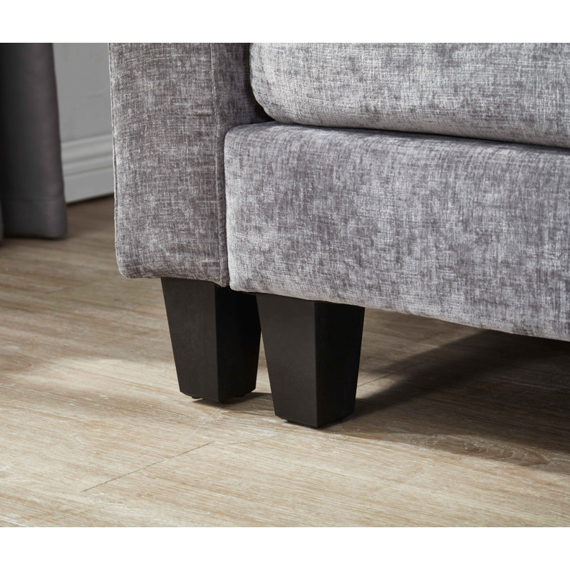 Luqi 3 Seater Modular Sectional Sofa Large U Shaped With Ottoman, Dark Grey