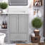 Meuble-lavabo moderne avec rangement, structure en bois massif et lavabo gris pour la maison