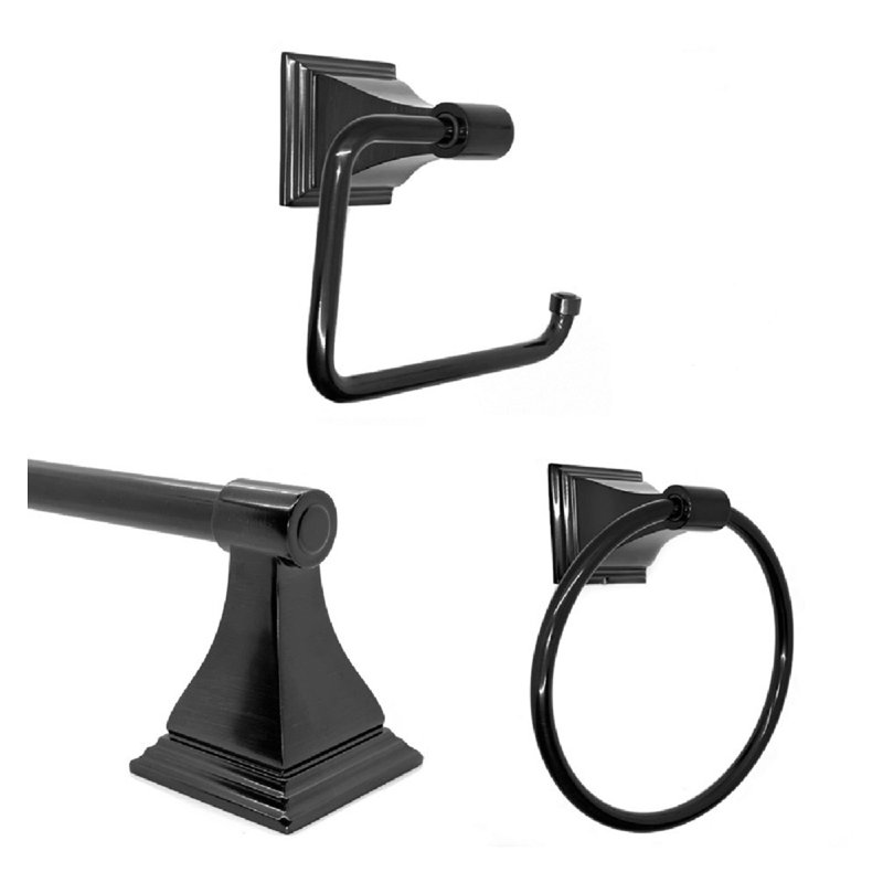 Leonard 3 - Piece Bathroom Hardware Set, Matte Black