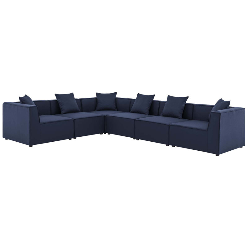 Canapé modulaire d'extérieur rembourré 6 pièces Modway Saybrook, Marine