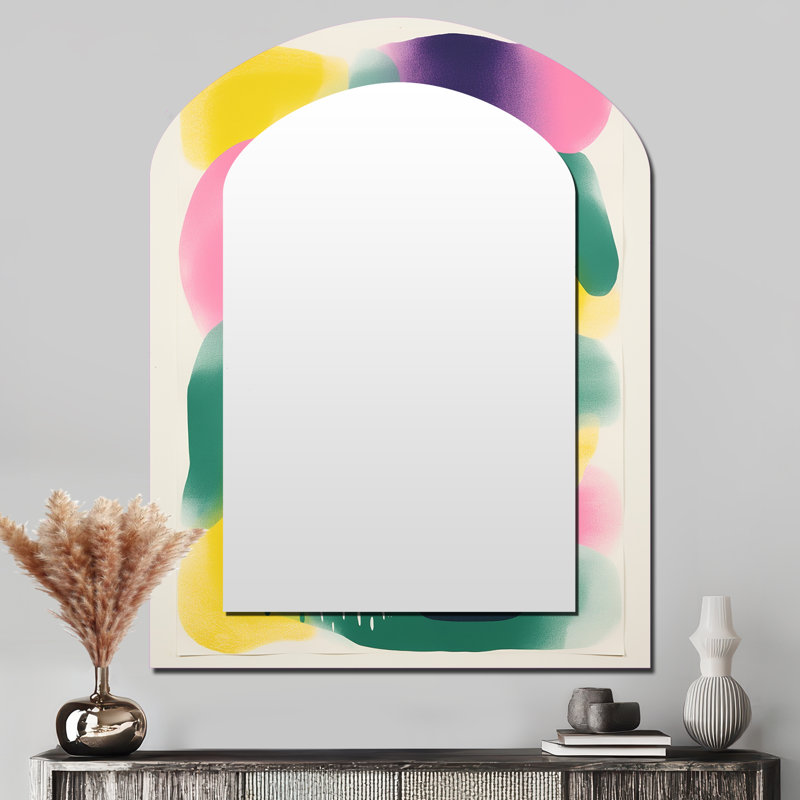 Yellow and green Abstract collages enchantment - Yellow Arch Wall Mirror Decor, 43" x 33"