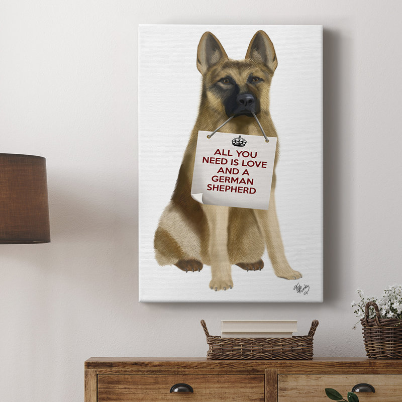 Amour et berger allemand - galerie Cavas sur mesure, H 36 po x l 24 po