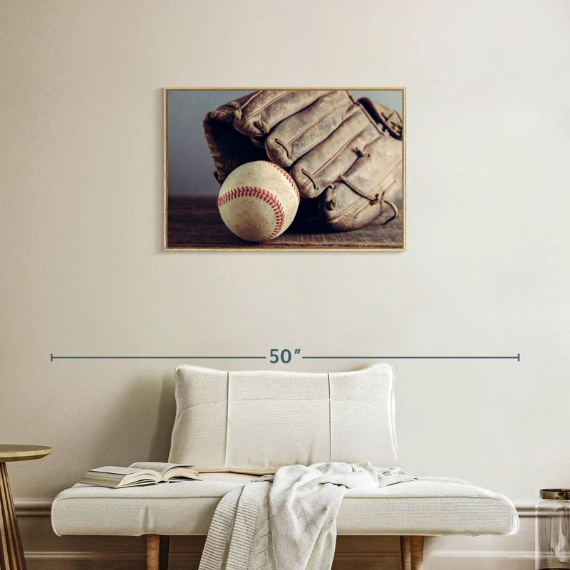 Souvenirs de baseball, Cadre flottant en bois naturel, 31 po x 21 po