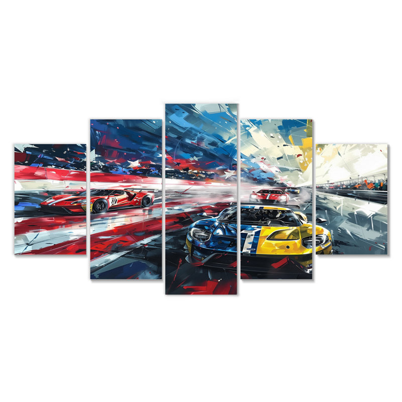 «American Sports Car At The Race Track III - Ensemble de décorations murales de course»