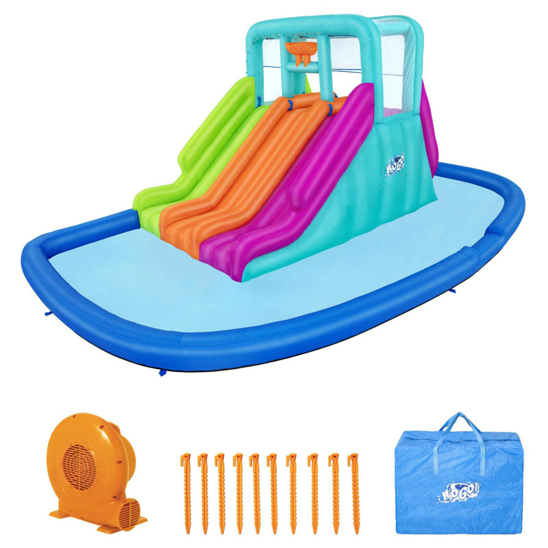 Bestway H2OGO Triple Splash Course Inflatable Mega Water Park with Air Blower