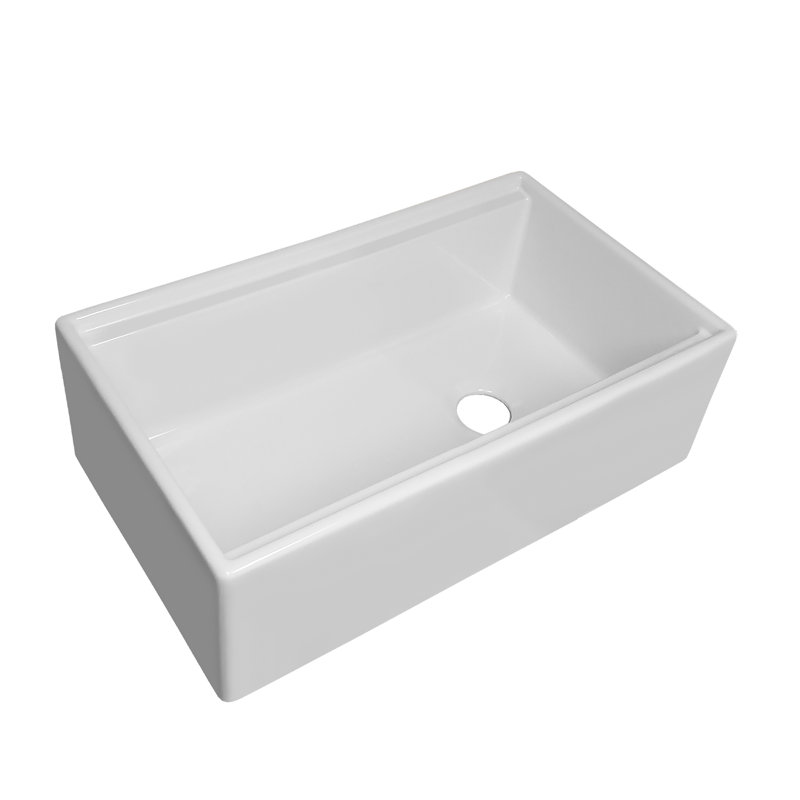 White Fireclay Farmhouse Single Bowl Kitchen Sink with Walnut Cutting Board