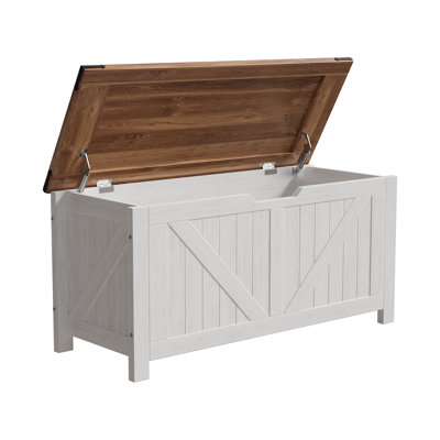Farmhouse Storage Bench, Storage Chest with 2 Safety Hinges, 15.7 x 39.4 x 18.9 Inches, Ideal for Entryway, Bedroom, and Living Room