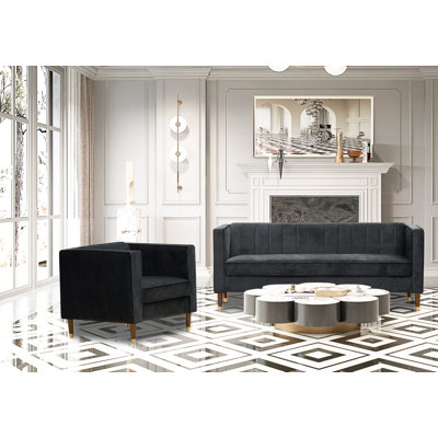 Jacqueline Velvet 2 pc Sofa and Arm Chair set by Mercer41