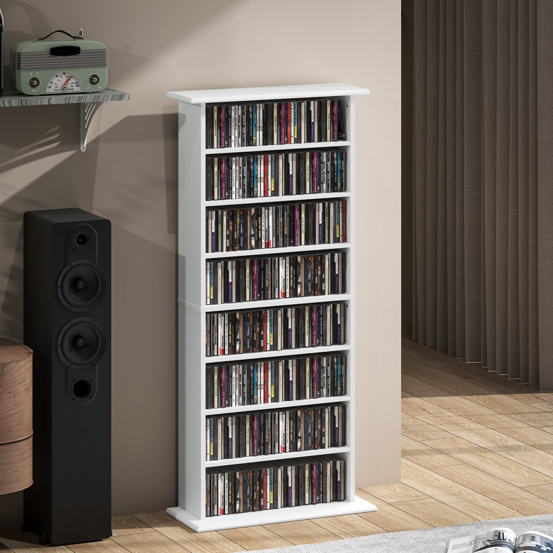 123.7cm H Media Shelves, 124.5cm H x 58cm W x 24cm D, White