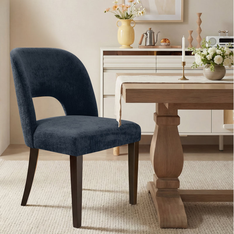 47cm H Upholstered Upholstered Back Side Chair, Blue