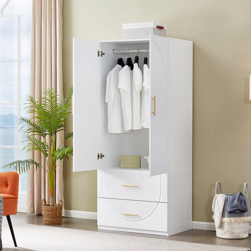 Ruthy Solid Manufactured Wood Armoire, White
